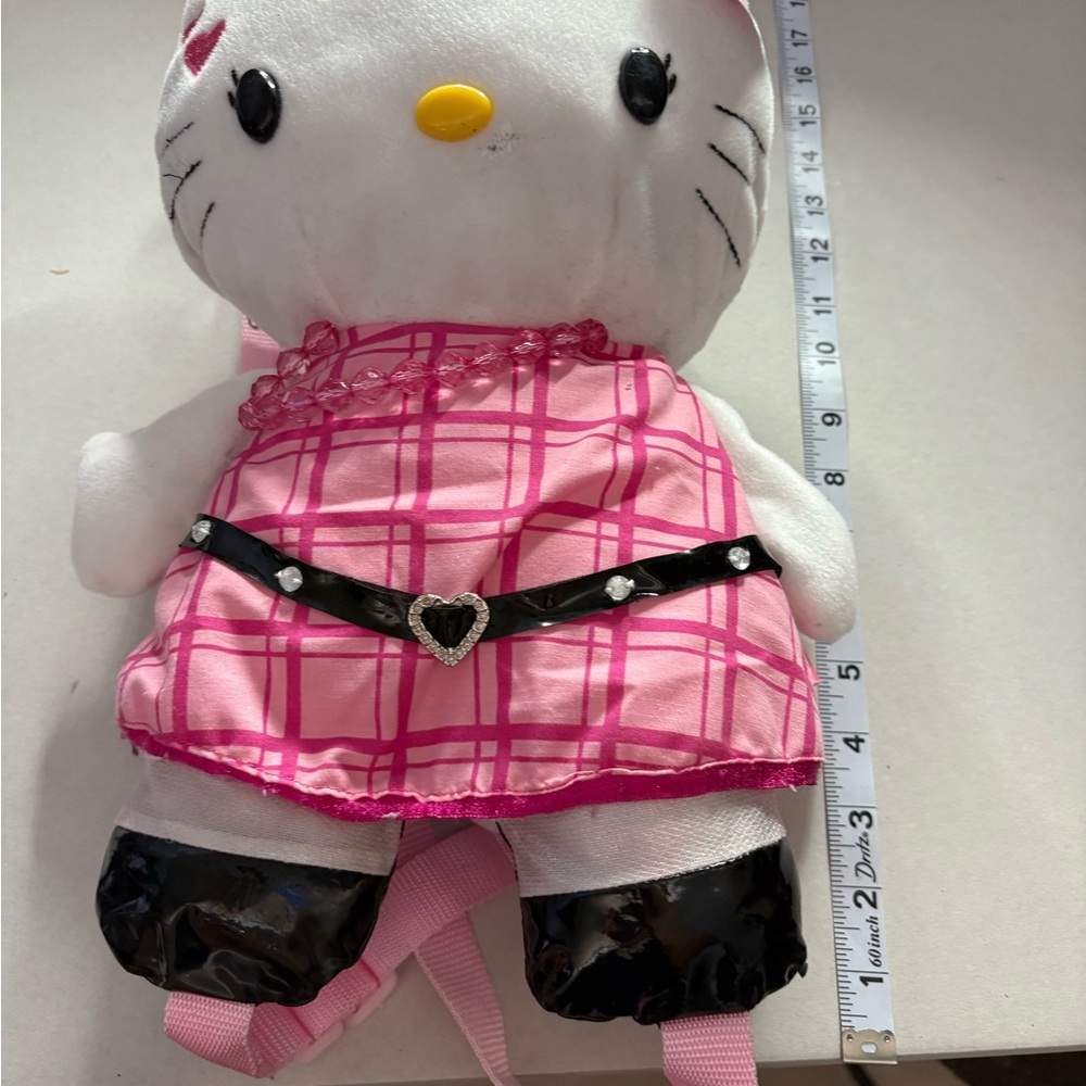 Hello Kitty Pink and Black Plush Backpack